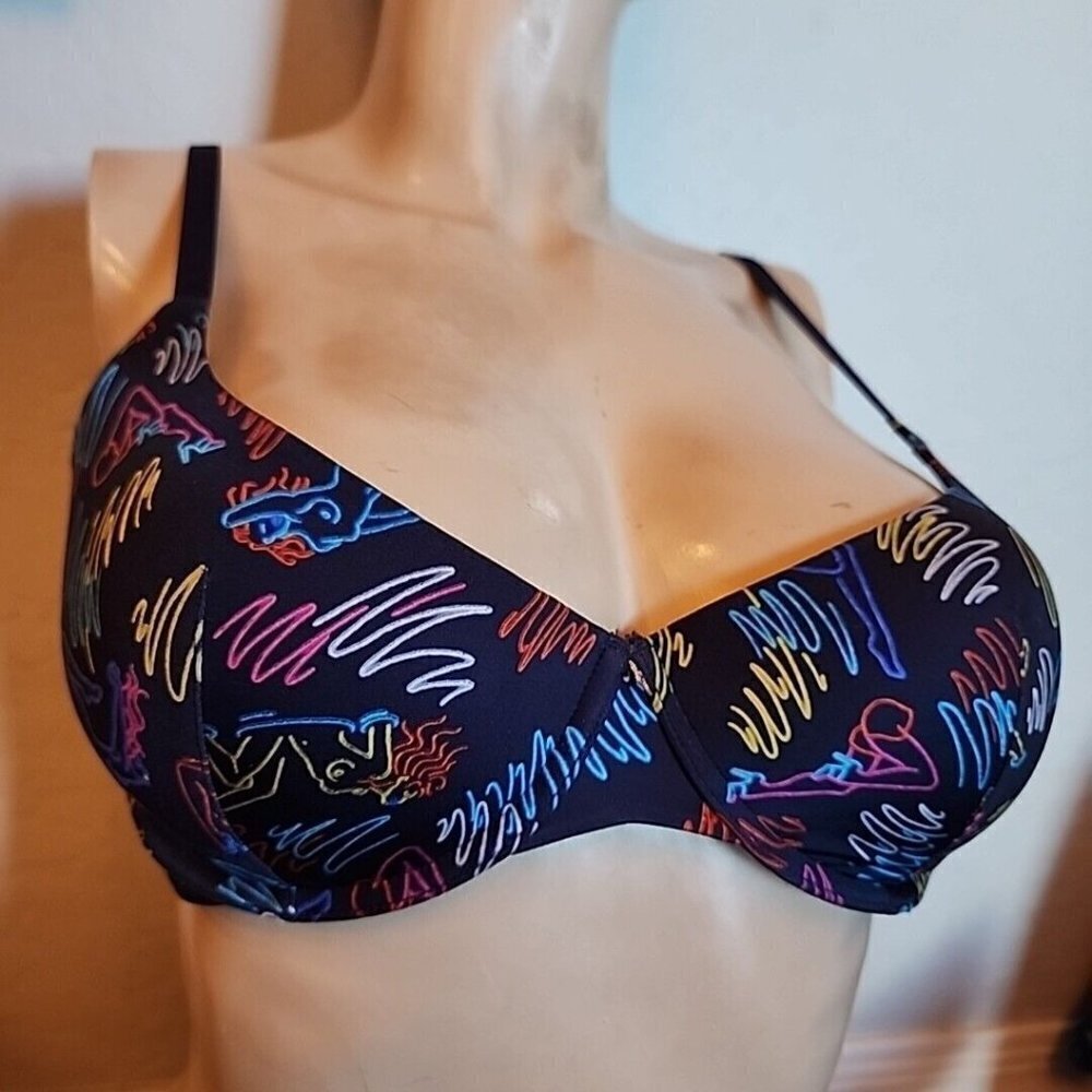 savage x fenty Bra 36B Underwire Blue Women Logo Lined